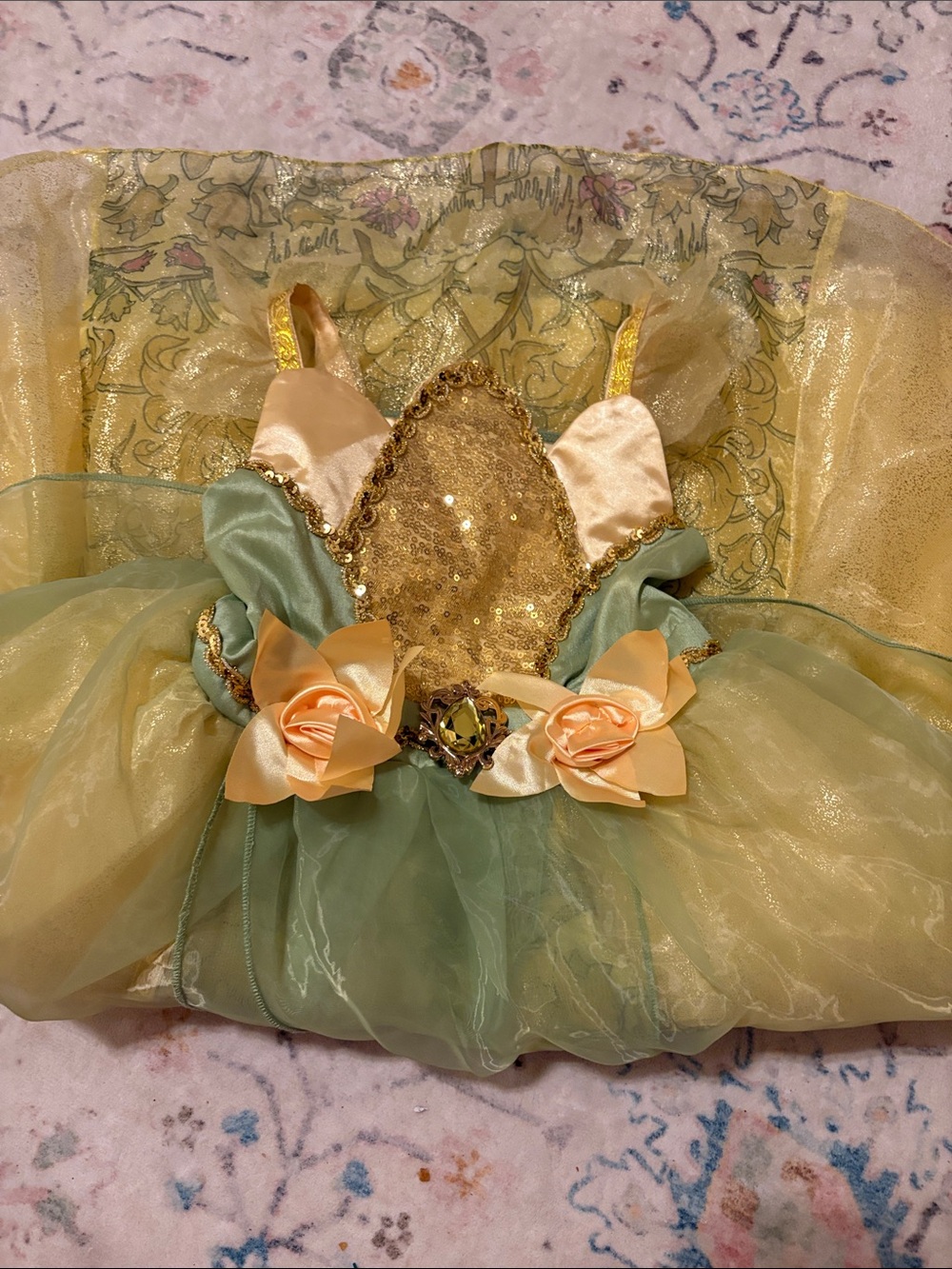 Disney Store Tiana Costume Dress Up Princess Frog Girls Size 4.